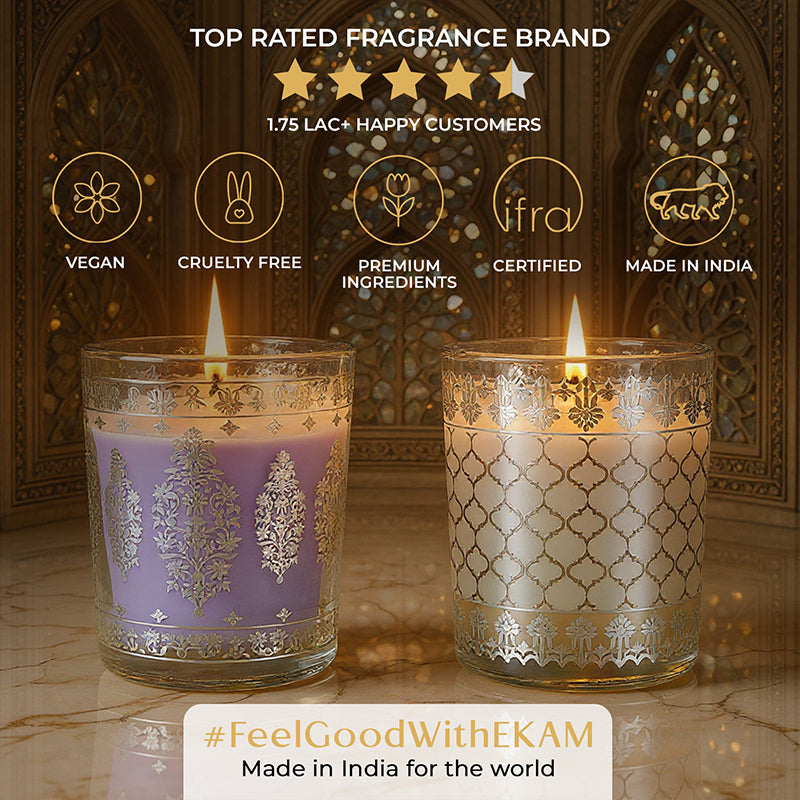 Pack of 2 Scented Votive Candles| Lavender, Mahogany| Festive Sheesh Mahal Collection, 2025-26