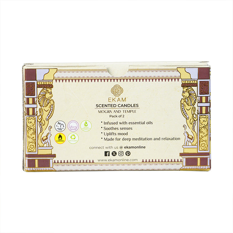 Pack of 2 Scented Votive Candles| Mogra, Temple Bloom| Festive Stone Palace Collection, 2025-26