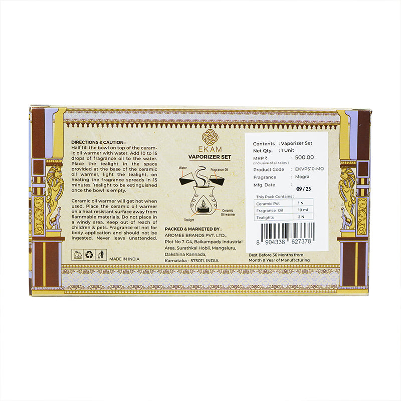 Mogra Scented 10 ml Aroma Oil Warmer Set | Festive Stone Palace Collection, 2025-26