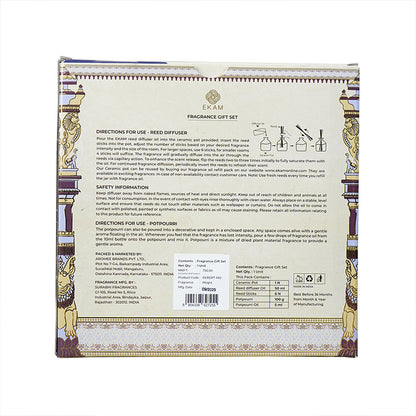 Mogra Scented Reed Diffuser &amp; Potpourri Gift Set| Festive Stone Palace Collection, 2025-26