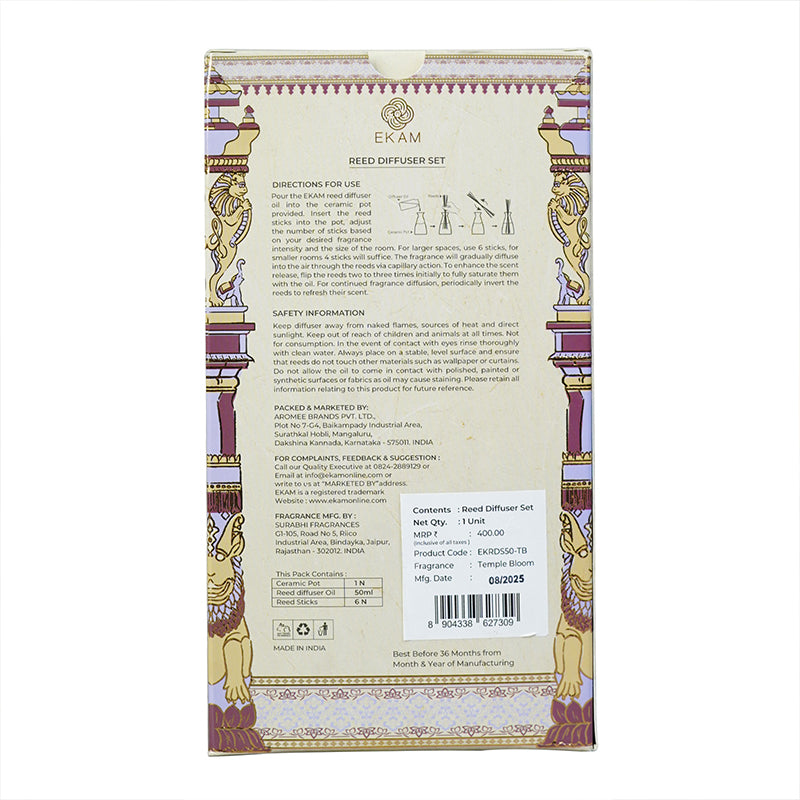 Temple Bloom Reed Diffuser Gift Set| Festive Stone Palace Collection, 2025-26