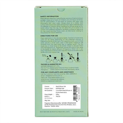 Mahogany Frosted Glass Reed Diffuser Set for Home, 60 ml