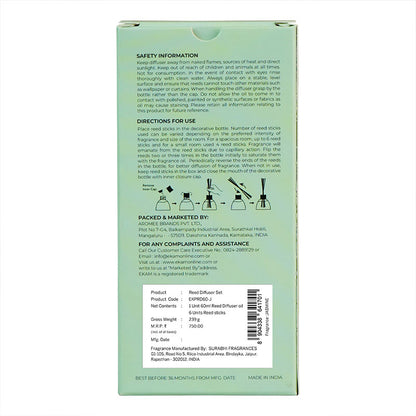 Jasmine Frosted Glass Reed Diffuser Set for Home, 60 ml