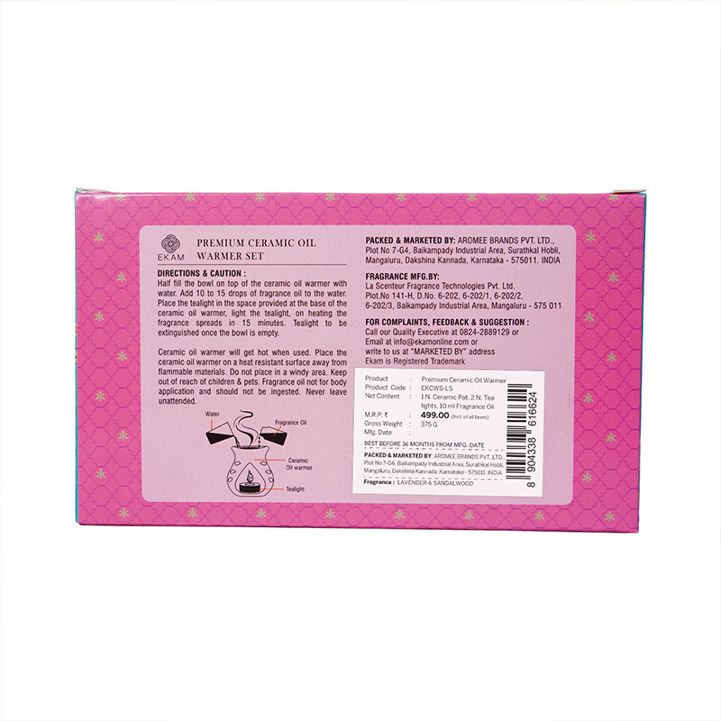 Lavender &amp; Sandalwood Ceramic Oil Warmer Gift Set