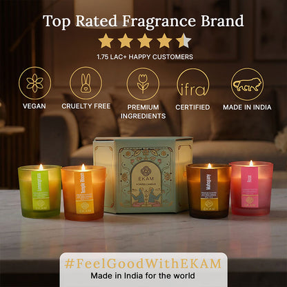 4 Pack Candles Gift Set| Temple bloom, Mahogany, Rose, Lemongrass