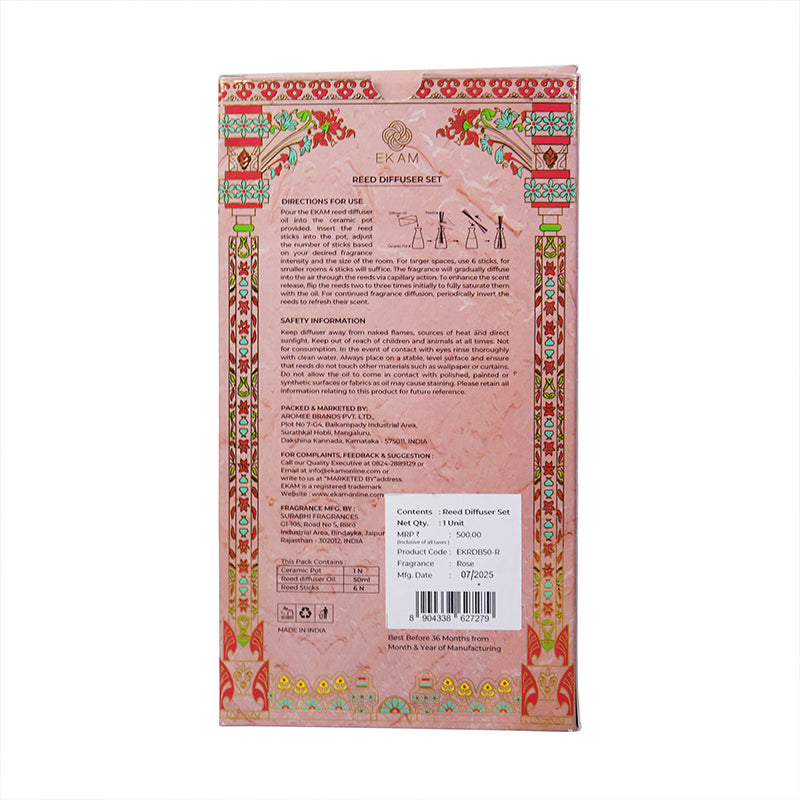 Rose Scented Reed Diffuser Gift Set| Festive Pink Haveli Collection, 2025-26