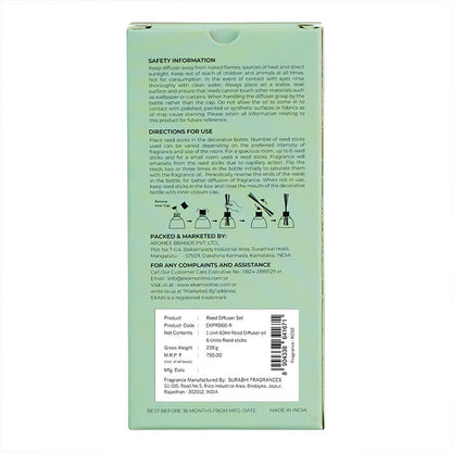 Rose Frosted Glass Reed Diffuser Set for Home, 60 ml