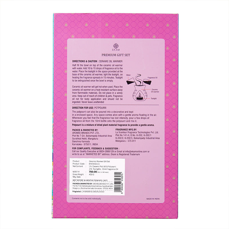 Lavender &amp; Sandalwood Ceramic Oil Warmer &amp; Potpourri Gift Set