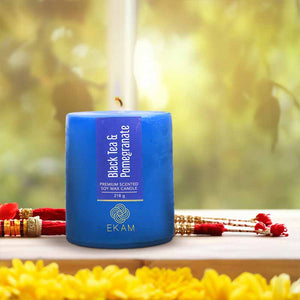Black Tea & Pomegranate Pillar Scented Candle