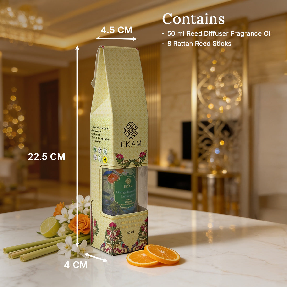Orange Blossom &amp; Lemongrass 50ml Reed Diffuser Refill Oil Gift Box
