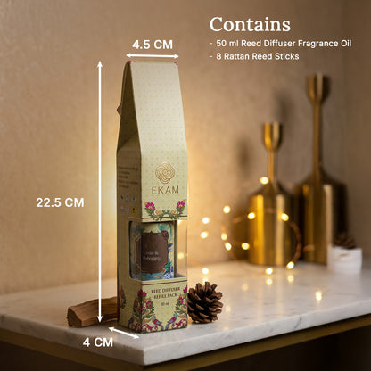 Cedar &amp; Mahogany Reed Diffuser 50 ml Refill Oil Gift Box