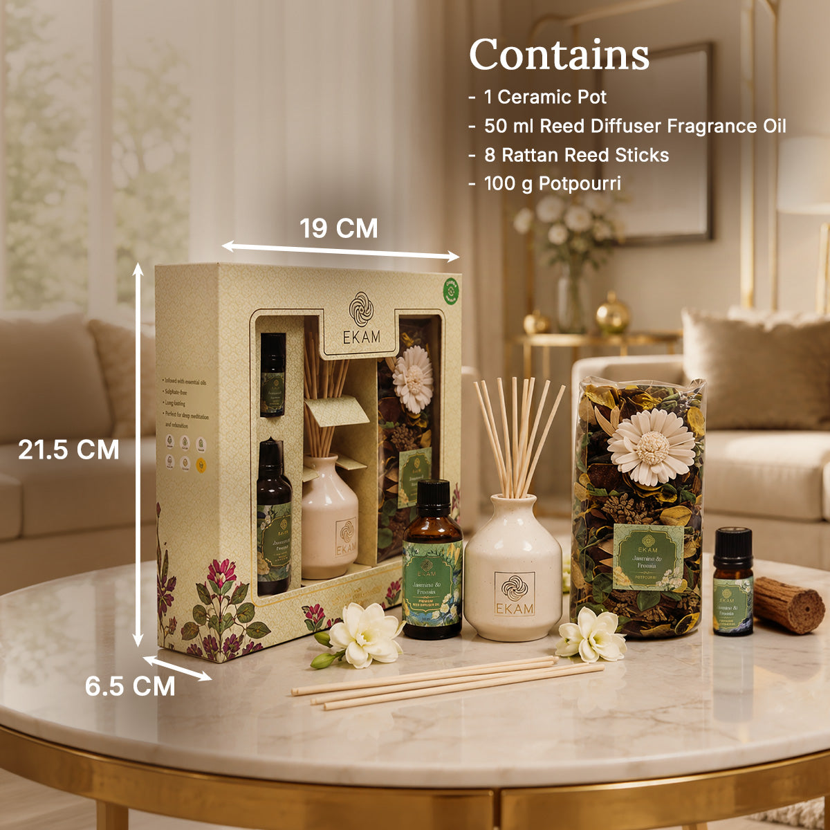 Jasmine &amp; Freesia Reed Diffuser &amp; Potpourri Gift Set