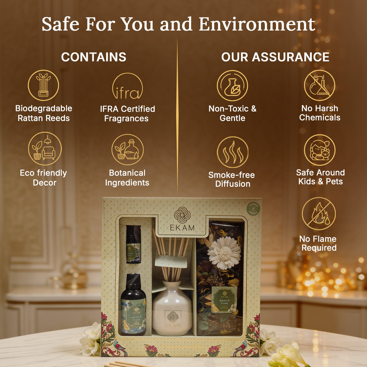 Jasmine &amp; Freesia Reed Diffuser &amp; Potpourri Gift Set