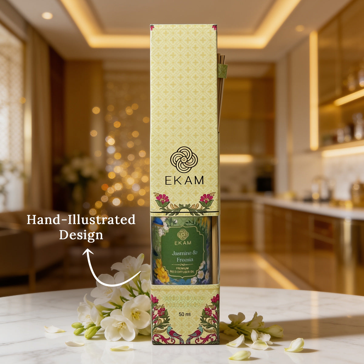 Jasmine &amp; Freesia 50ml Reed Diffuser Refill Oil Gift Box
