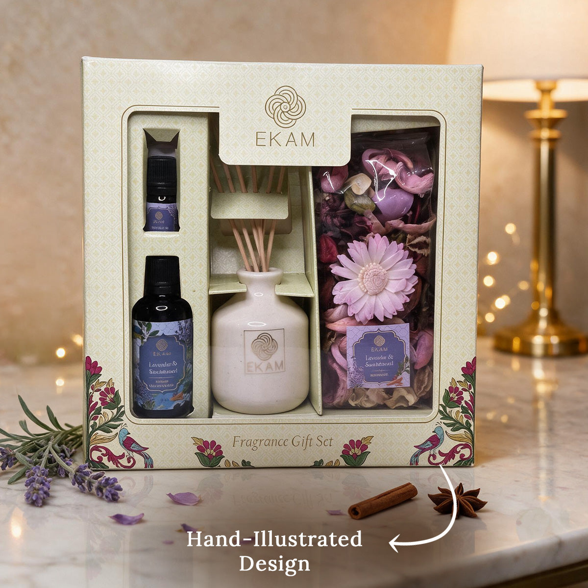 Lavender &amp; Sandalwood Reed Diffuser &amp; Potpourri Gift Set
