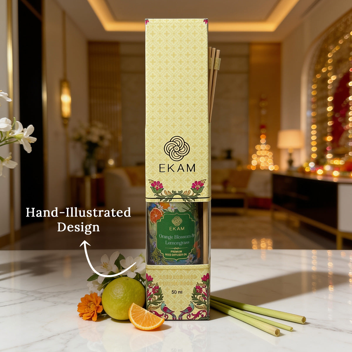 Orange Blossom &amp; Lemongrass 50ml Reed Diffuser Refill Oil Gift Box