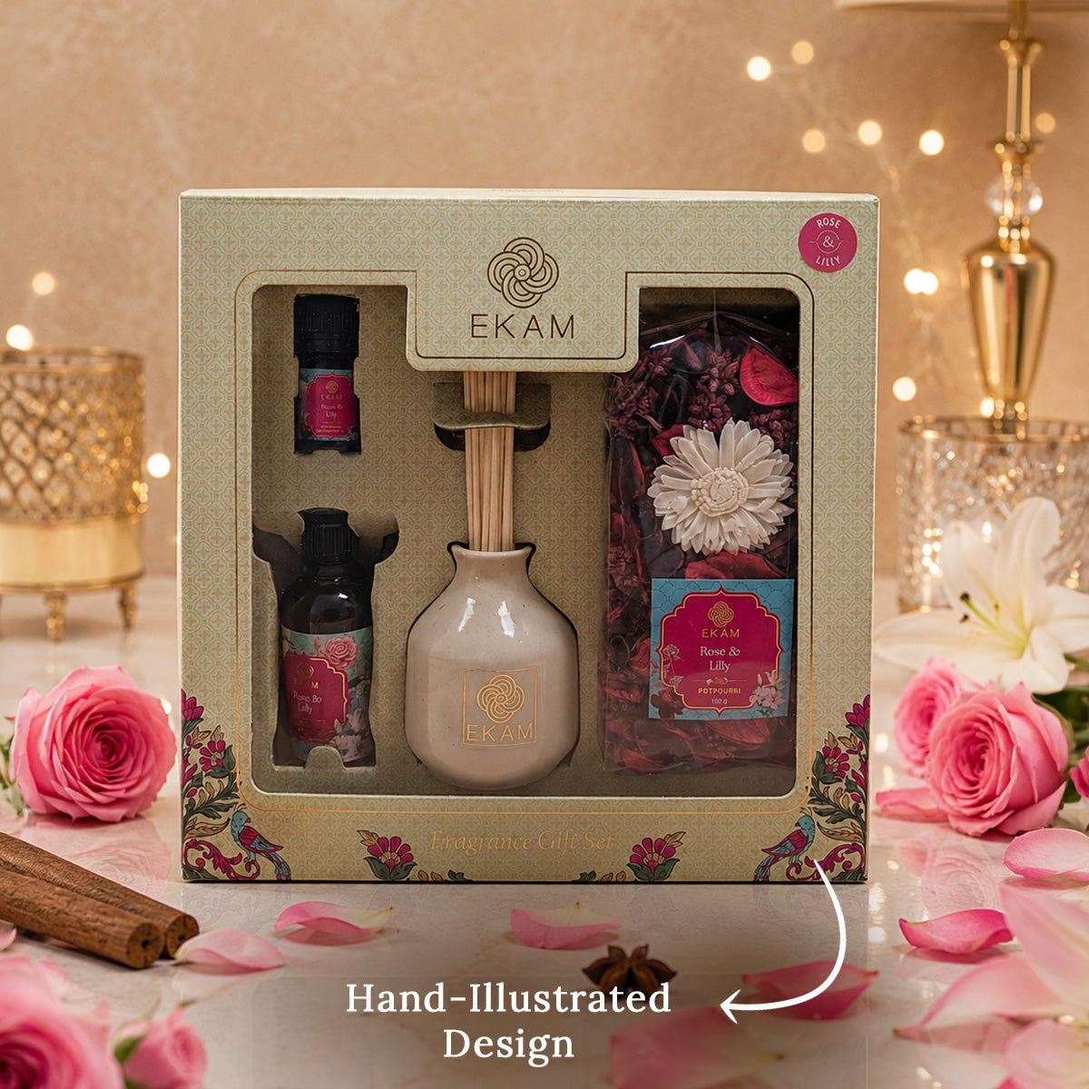 Rose &amp; Lily Reed Diffuser &amp; Potpourri Gift Set