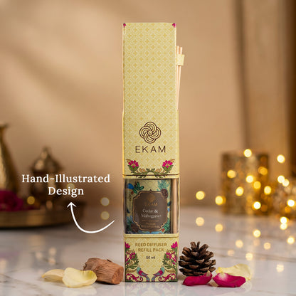 Cedar &amp; Mahogany Reed Diffuser 50 ml Refill Oil Gift Box