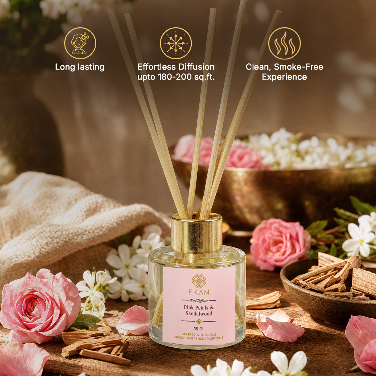 PINK PETALS &amp; SANDALWOOD REED DIFFUSER