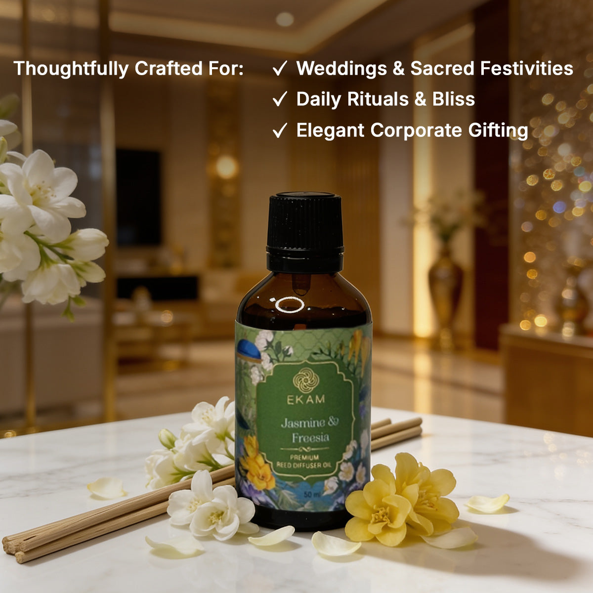 Jasmine &amp; Freesia 50ml Reed Diffuser Refill Oil Gift Box