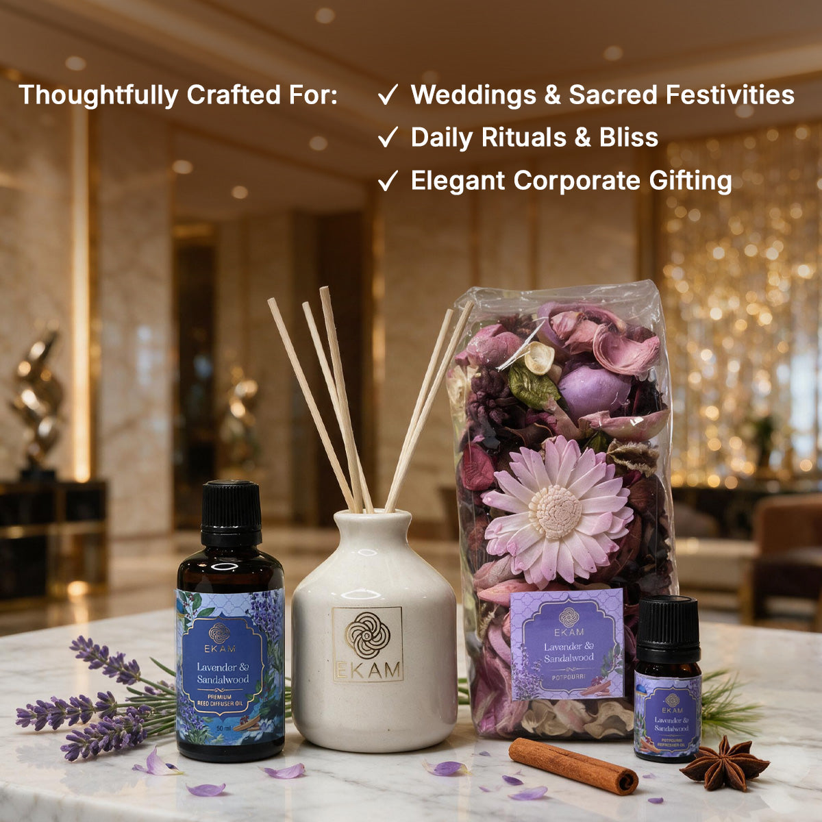 Lavender &amp; Sandalwood Reed Diffuser &amp; Potpourri Gift Set
