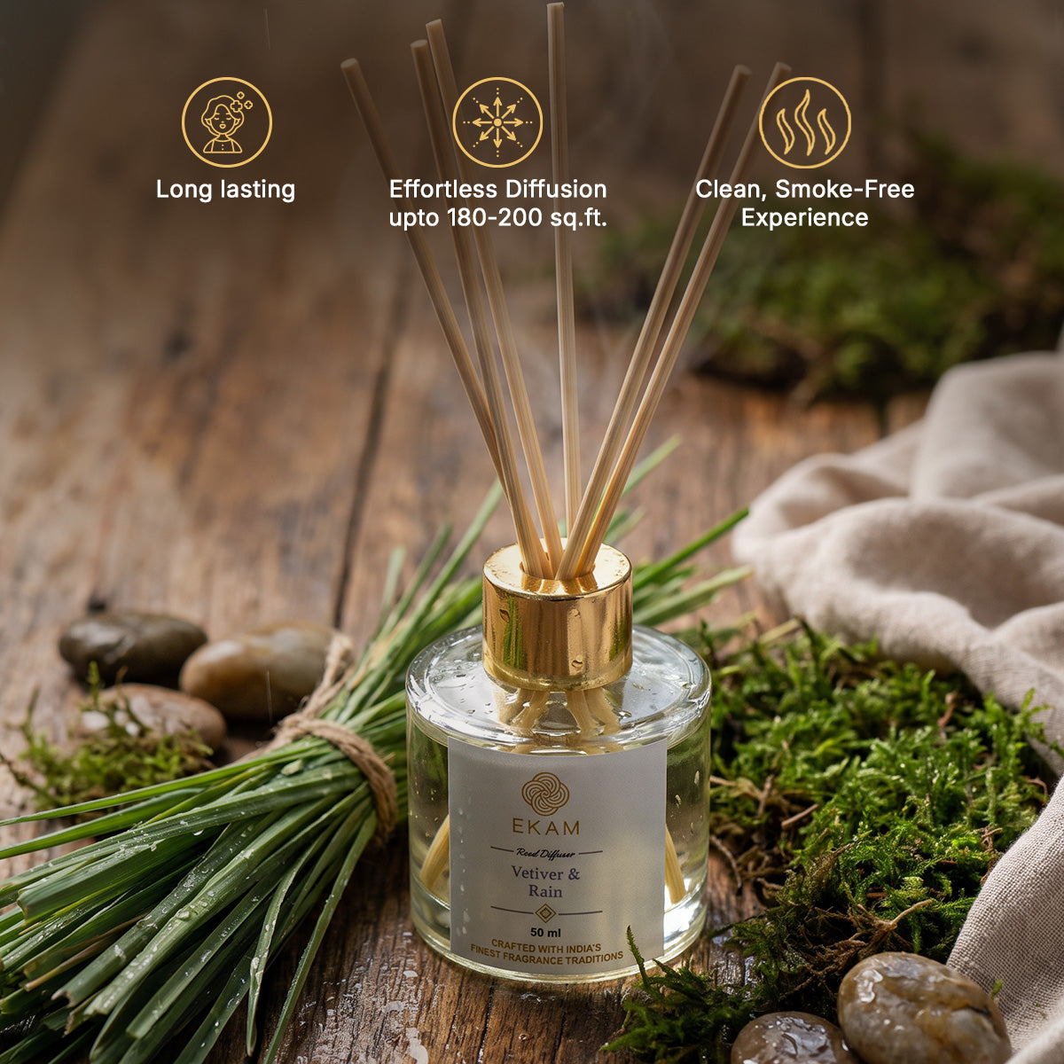 VETIVER &amp; RAIN REED DIFFUSER - 50ml