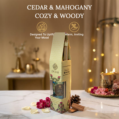 Cedar &amp; Mahogany Reed Diffuser 50 ml Refill Oil Gift Box