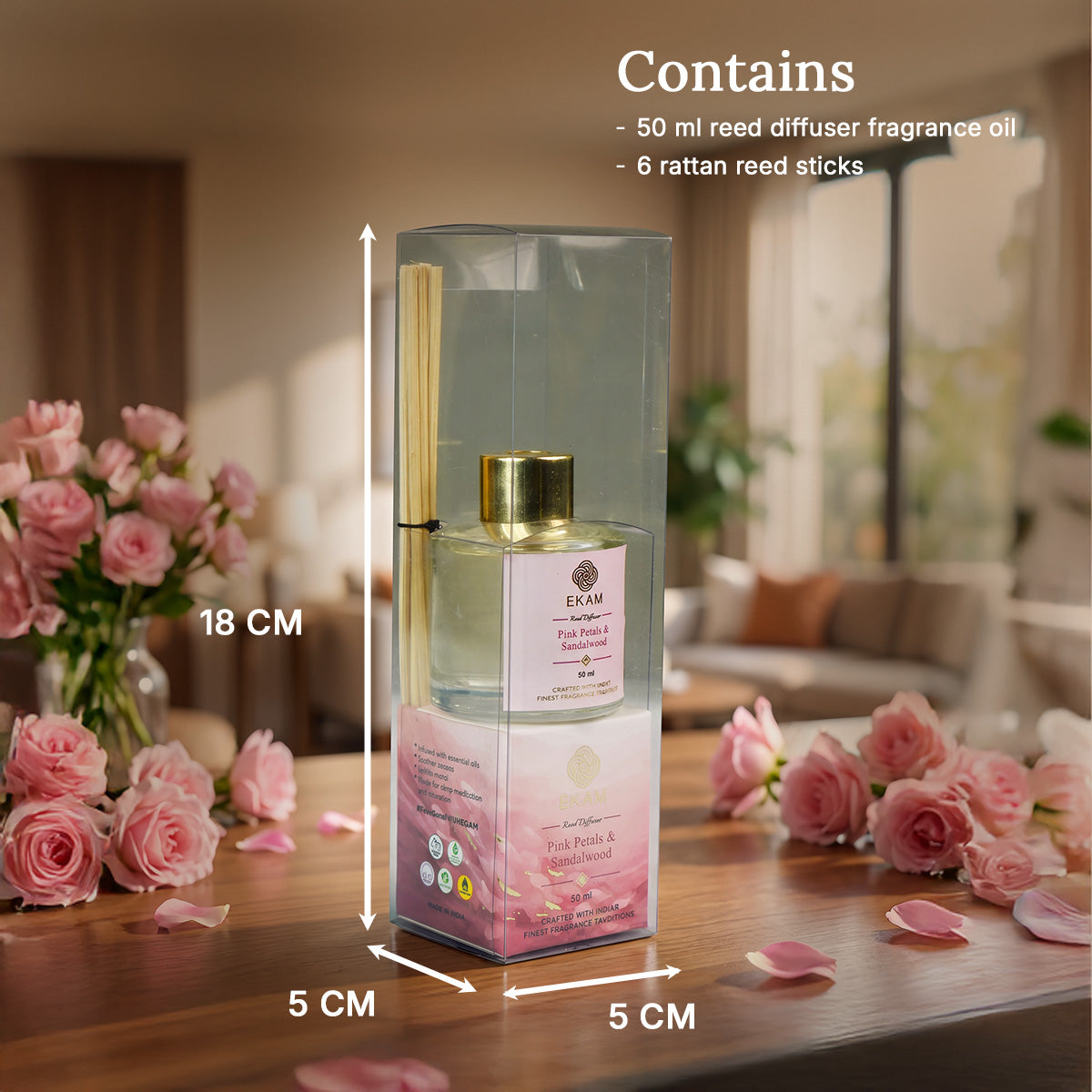 PINK PETALS &amp; SANDALWOOD REED DIFFUSER