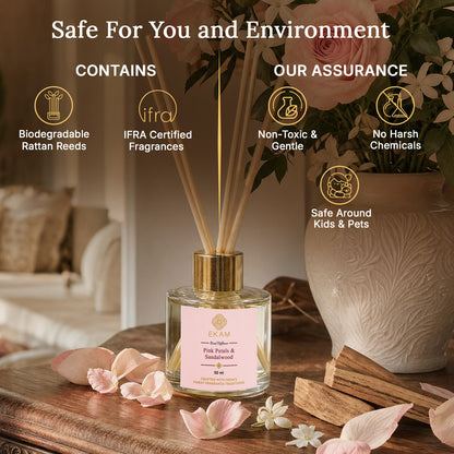 PINK PETALS &amp; SANDALWOOD REED DIFFUSER