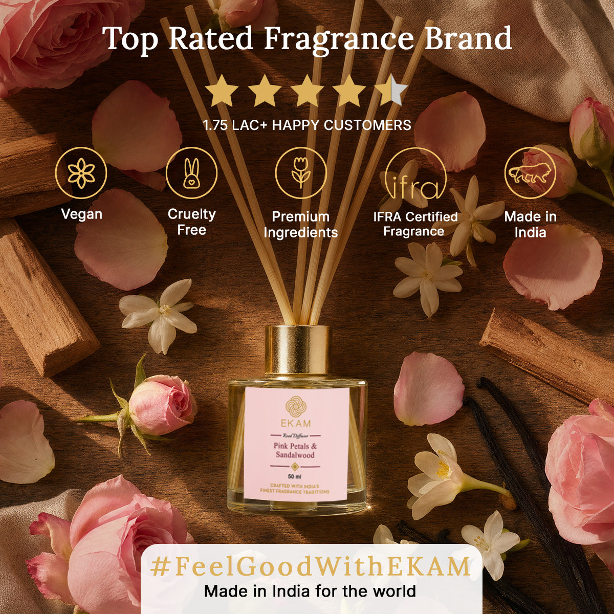 PINK PETALS &amp; SANDALWOOD REED DIFFUSER