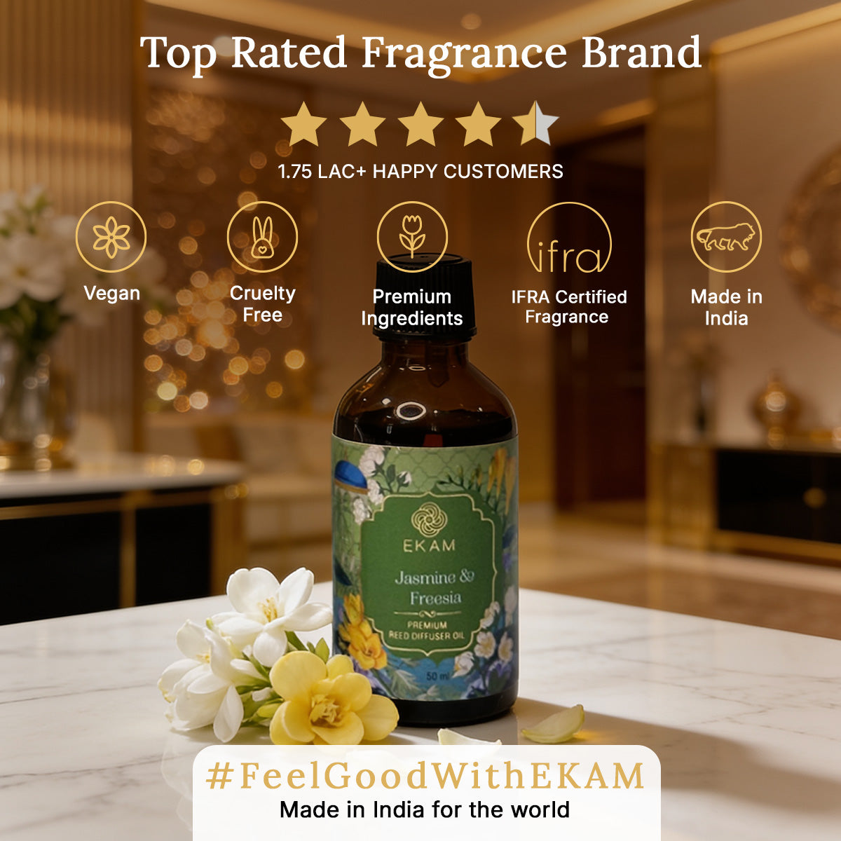 Jasmine &amp; Freesia 50ml Reed Diffuser Refill Oil Gift Box