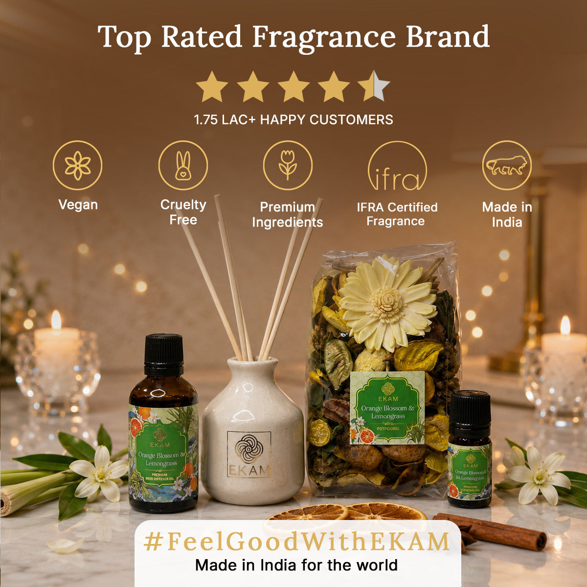 Orange Blossom &amp; Lemongrass Reed Diffuser &amp; Potpourri Gift Set