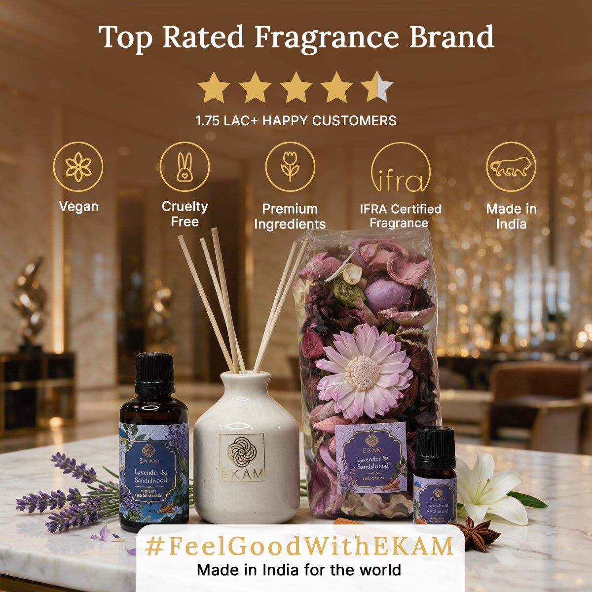 Lavender &amp; Sandalwood Reed Diffuser &amp; Potpourri Gift Set
