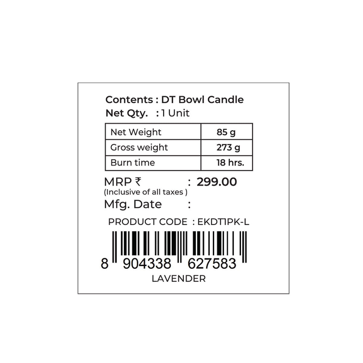 Lavender Scented Bowl Candle, 85 g| Festive Sheesh Mahal Collection, 2025-26