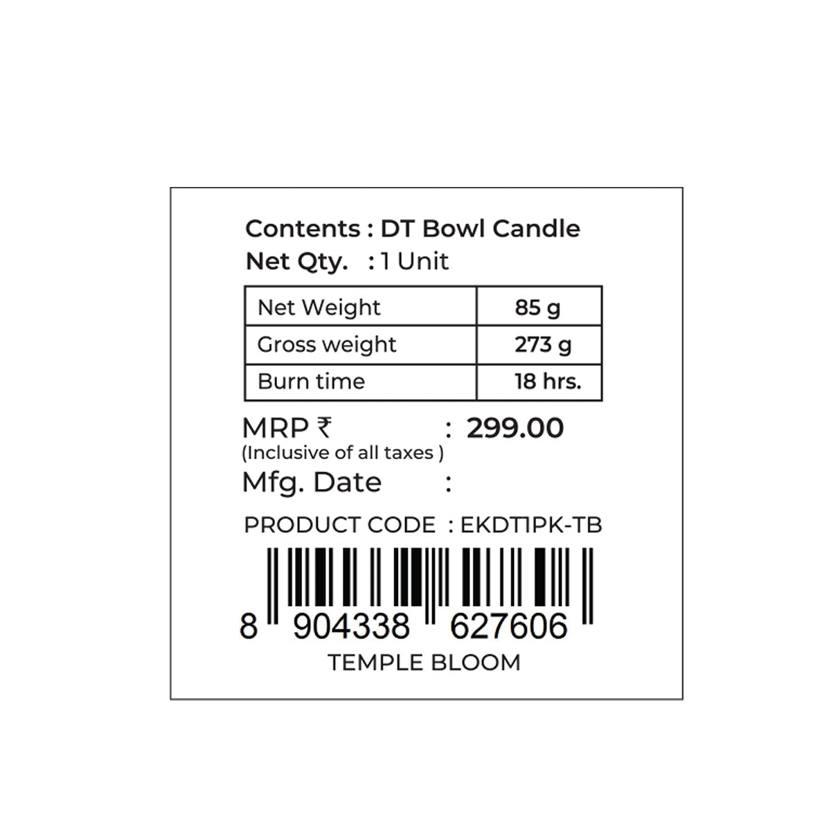 Temple Bloom Scented Bowl Candle, 85 g| Festive Stone Palace Collection, 2025-2