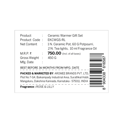 Rose &amp; Lily Ceramic Oil Warmer &amp; Potpourri Gift Set