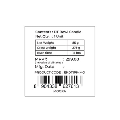 Mogra Scented Bowl Candle, 85 g| Festive Stone Palace Collection, 2025-26