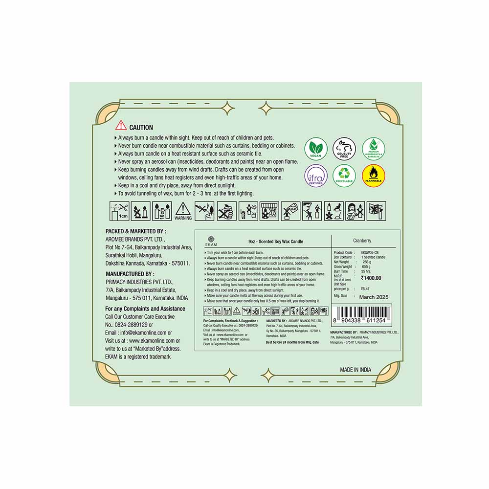 Cranberry 3 Wick Scented Candle