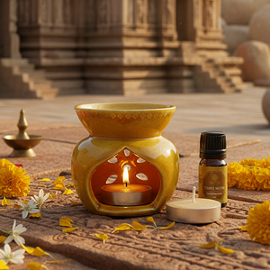 Temple Bloom Scented 5 ml Aroma Oil Warmer Set | Festive Stone Palace Collection, 2025-26