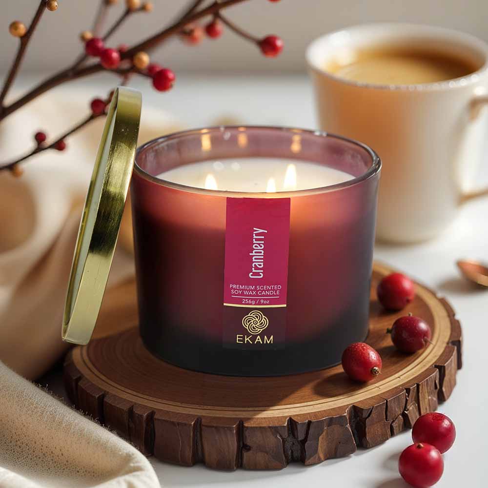 Cranberry 3 Wick Scented Candle