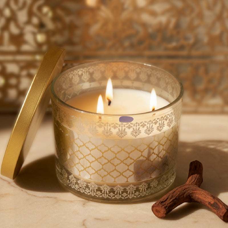 Mahogany Scented 3 Wick Candle, 213 g| Festive Sheesh Mahal Collection, 2025-26