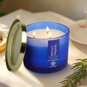 Black Tea &amp; Pomegranate 3 Wick Scented Candle