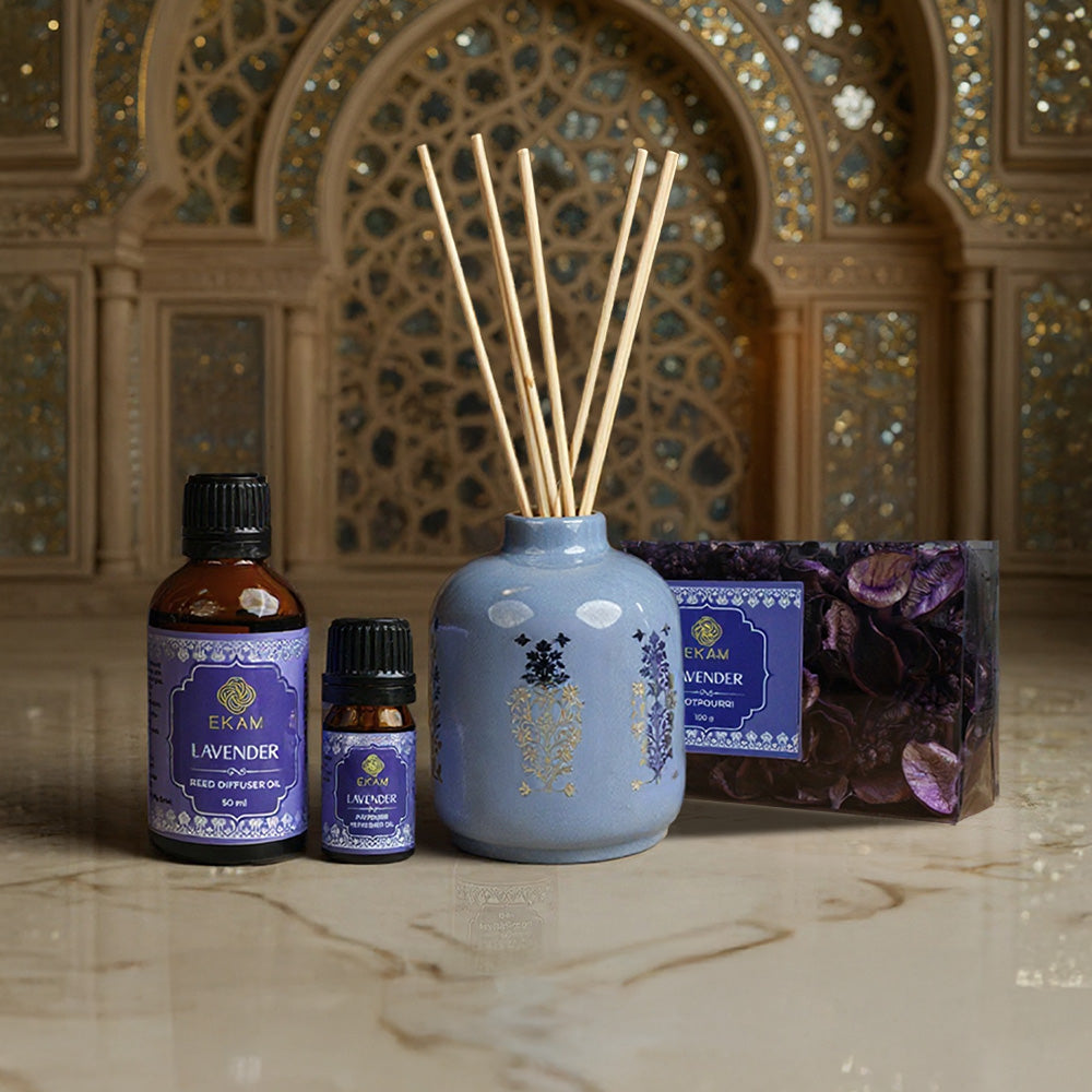 Lavender Scented Reed Diffuser &amp; Potpourri Gift Set| Festive Sheesh Mahal Collection, 2025-26