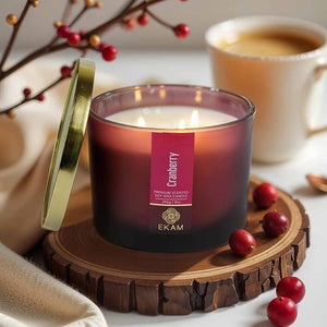 Cranberry 3 Wick Scented Candle