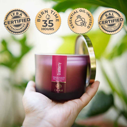 Cranberry 3 Wick Scented Candle