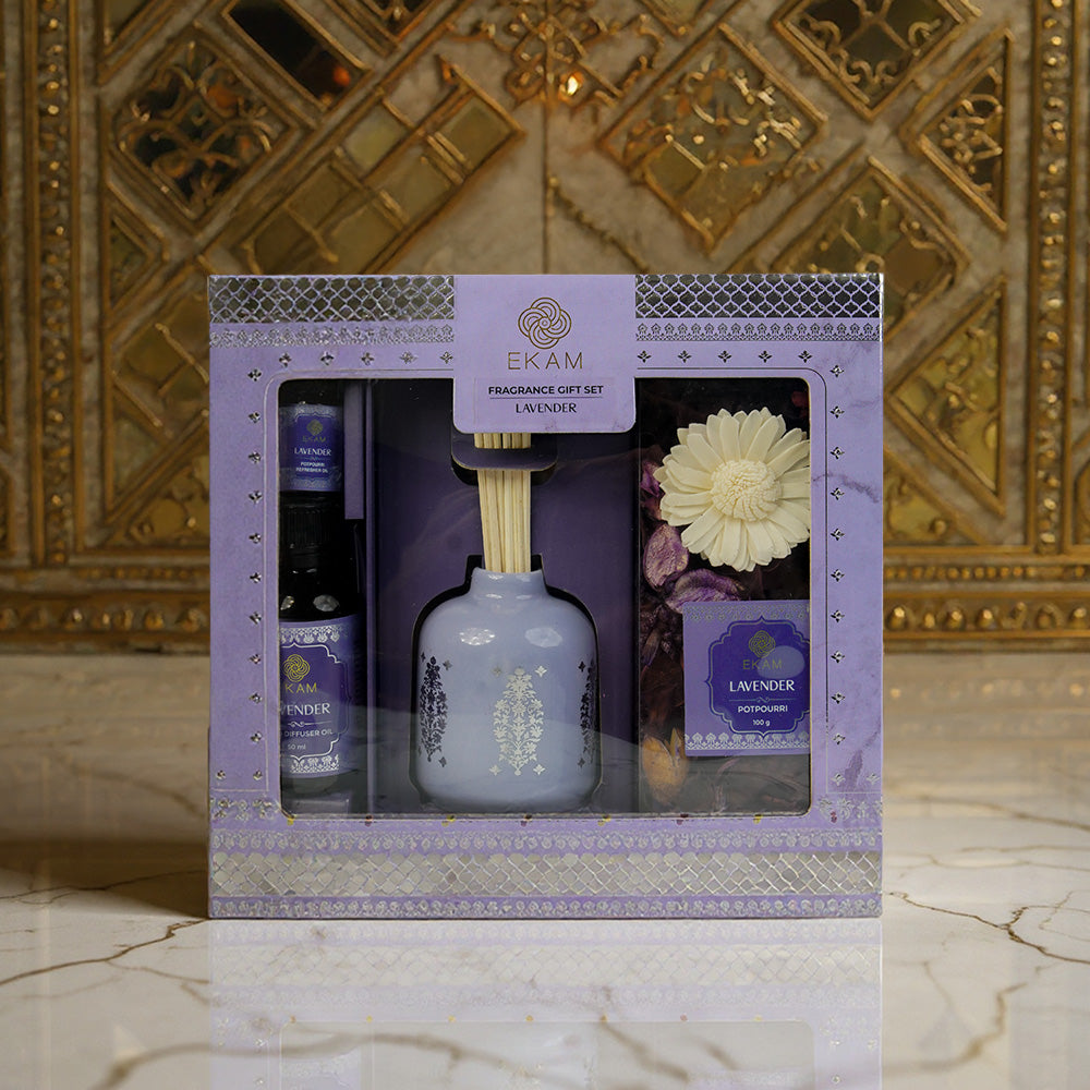 Lavender Scented Reed Diffuser &amp; Potpourri Gift Set| Festive Sheesh Mahal Collection, 2025-26