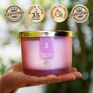 Rose 3 Wick Scented Candle