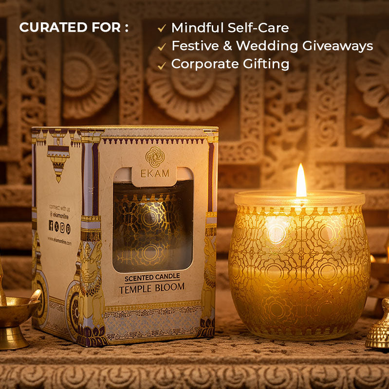Temple Bloom Scented Jar Candle, 28.5 g | Festive Stone Palace Collection, 2025-26