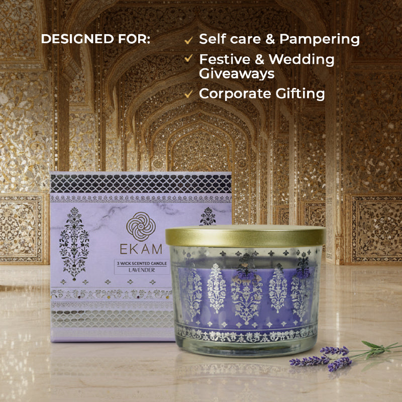 Lavender Scented 3 Wick Candle, 213 g| Festive Sheesh Mahal Collection, 2025-26