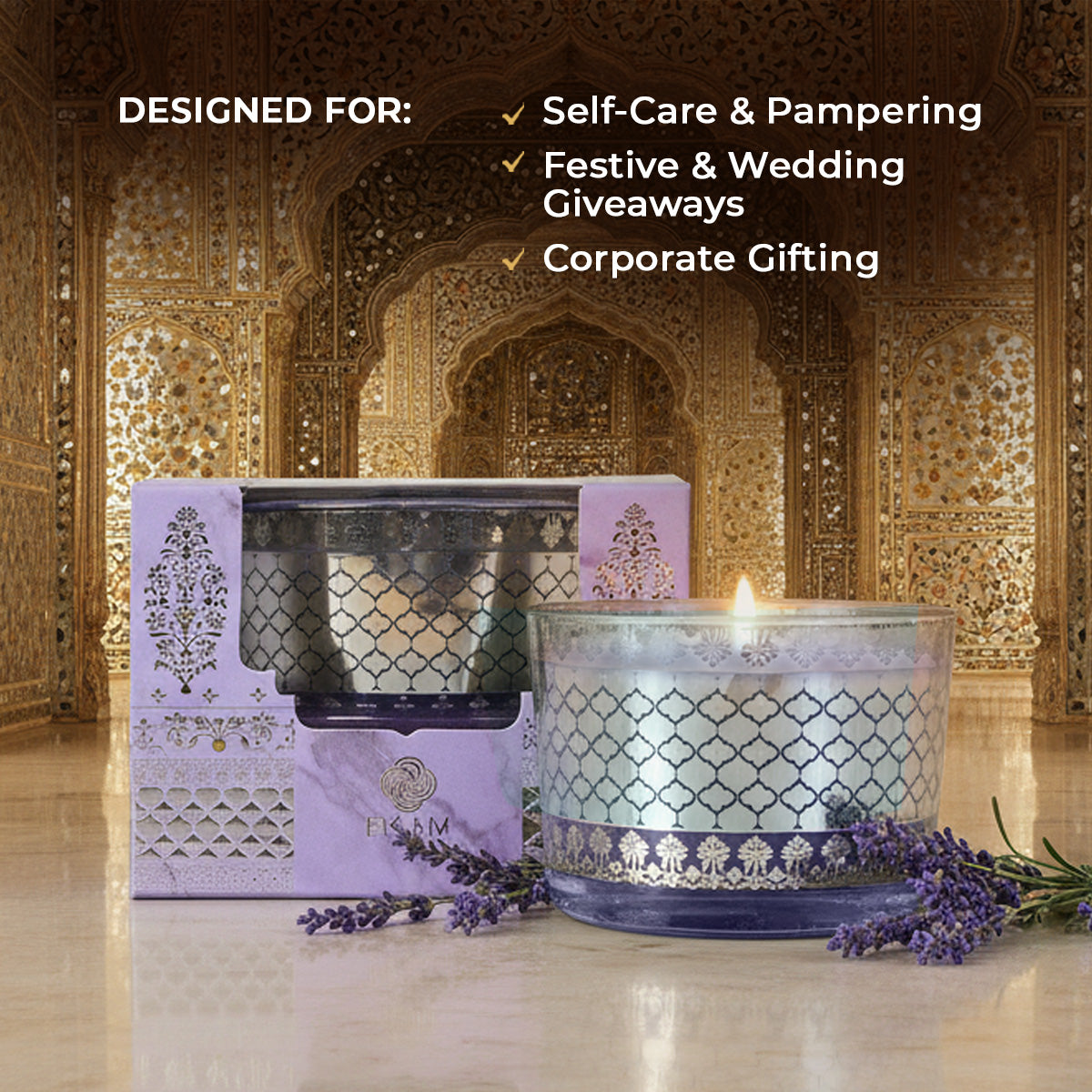 Lavender Scented Bowl Candle, 85 g| Festive Sheesh Mahal Collection, 2025-26